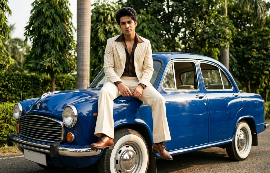 vintage 1970s Bollywood-inspired look