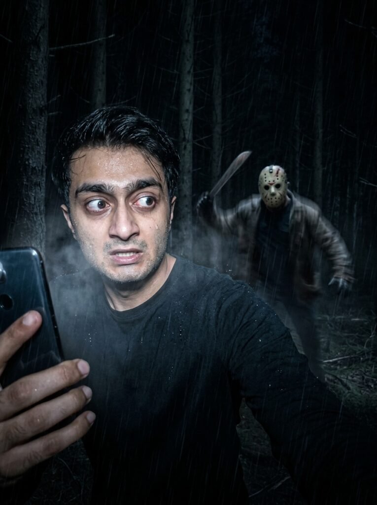 Selfie with Jason Voorhees chasing